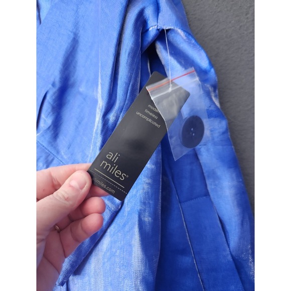 Ali Miles Shirt Womens 1X Blue Eclectic Button Up Long Sleeve Collar Shimmer NWT - Picture 8 of 11